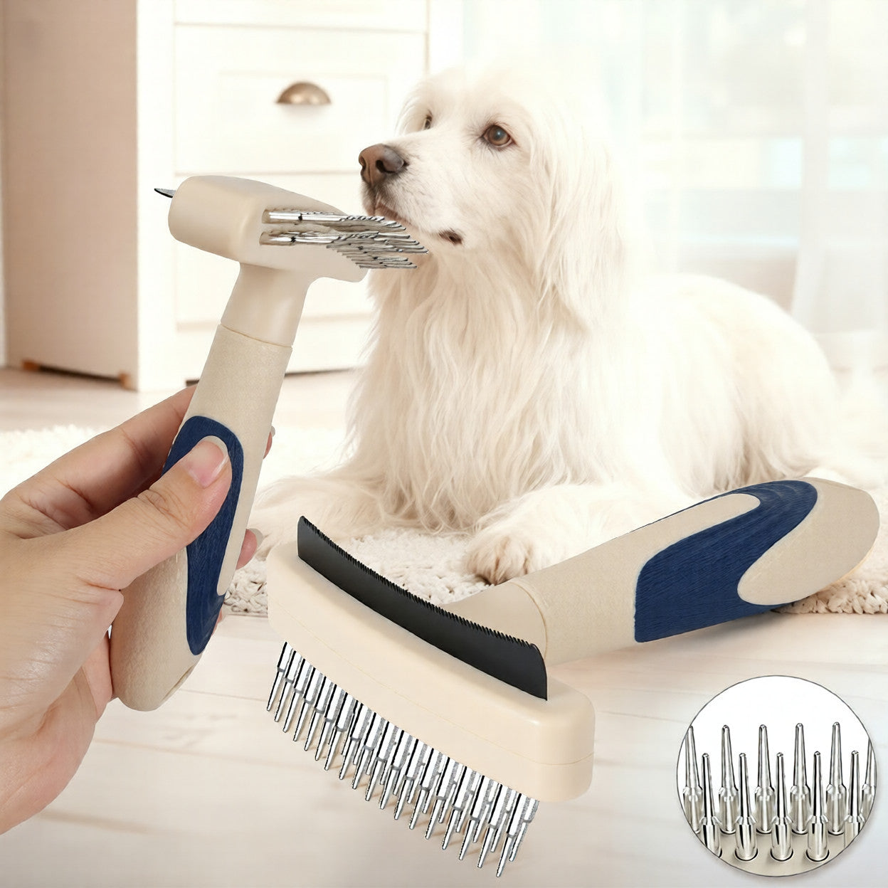 Pet Grooming Brush For Removing Loose And Dead Hair And Detangling Fur Treyfe