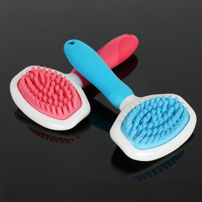 Blue Light High Quality Silicone Pet Dog Cat Grooming Comb Brush For Bathing Cleaning Massage Plastic Brush Comb For Dogs Cats Treyfe