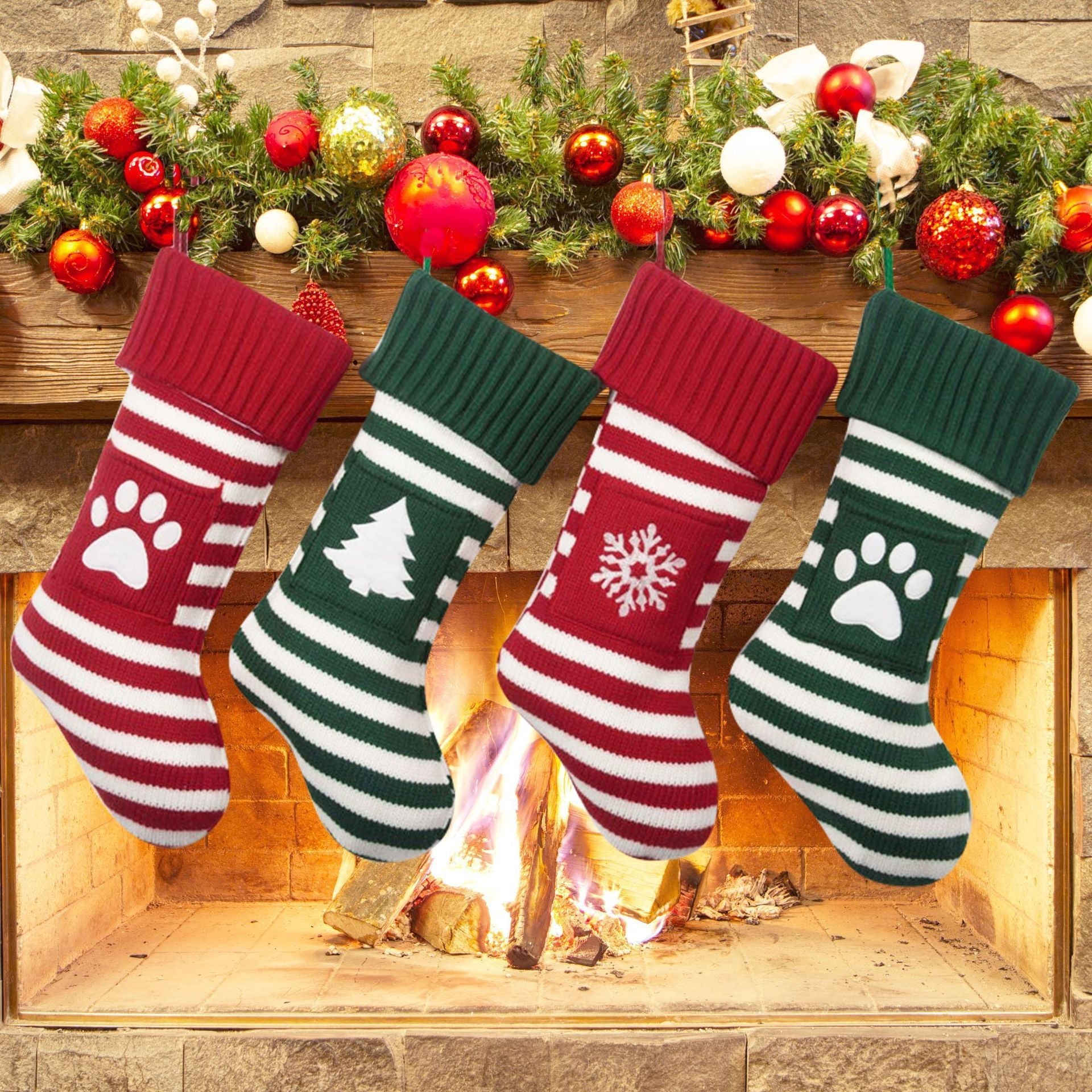 Christmas Pet Cat Dog Christmas Knitted Socks Treyfe