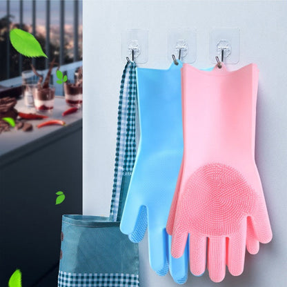 Silicone Dishwashing Gloves Female Waterproof Household Lengthening Plus Velvet Treyfe